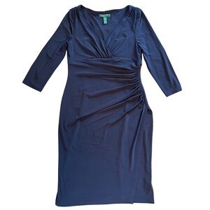 Ralph Lauren Navy Matte Jersey Cocktail Dress - women’s size 8